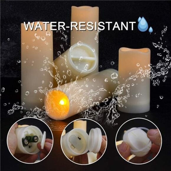12 Pc LED Candles Flickering Flameless with Remote & Timer Outdoor Waterproof - Picture 6 of 7